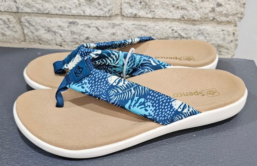 Spenco Victoria Memory Foam Supportive Sandal Flipflop Tropical Blue W Sz 8 NEW